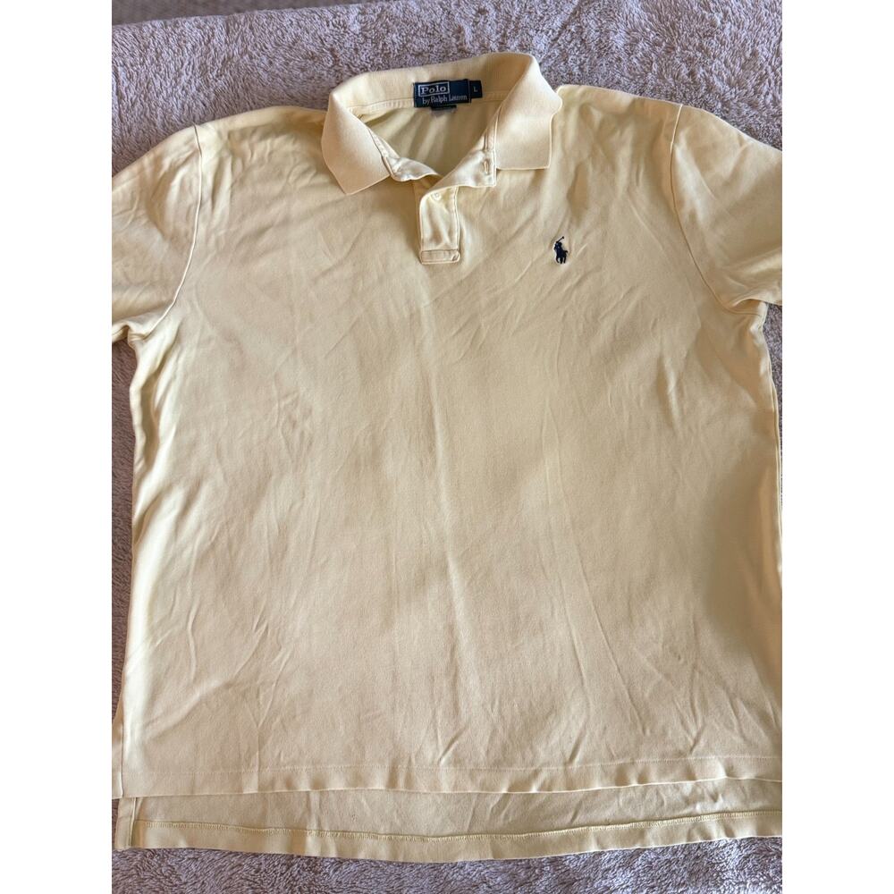 Polo Ralph Lauren Yellow Polo Shirt Mens Large Cotton Mesh Pony Logo Classic Fit - Picture 2 of 11